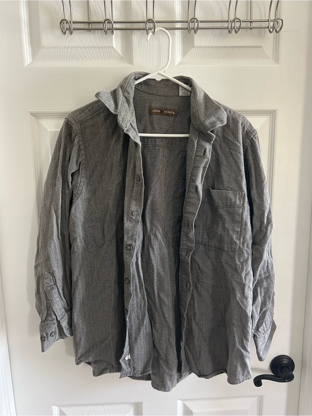 John Henry Men's Casual Gray Button-Down Shirt